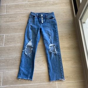 Denim ripped mom jeans